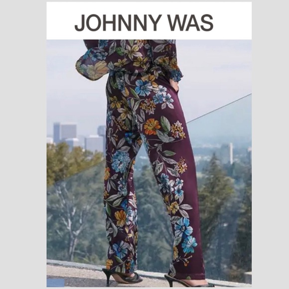 Johnny Was Pants - Johnny Was Lexi Stella Silk Pants Size: XL Purple (Multi)